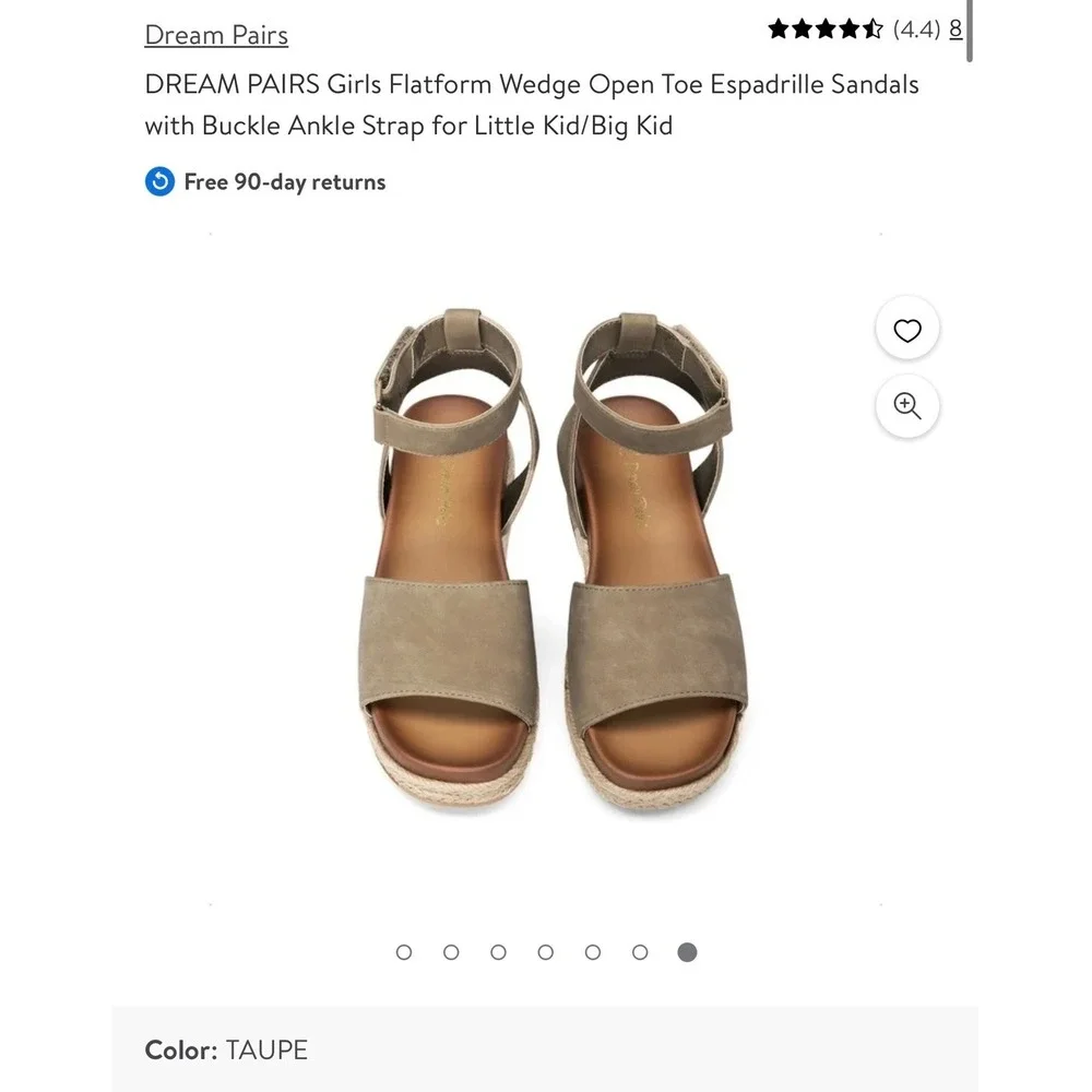 Dream Pairs Girls Taupe Flatform Wedge Espadrille Sandals KKUMWS2501 Size 2 NEW